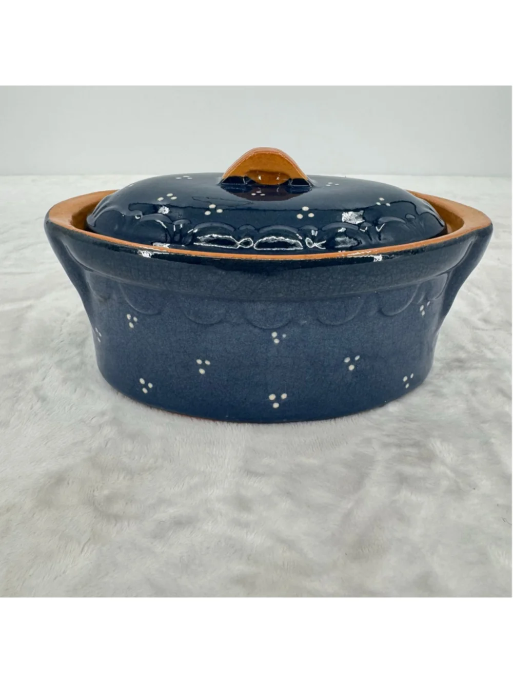 Cobalt Blue Terracotta Casserole Baking Dish Poterie Friedmann Made in France